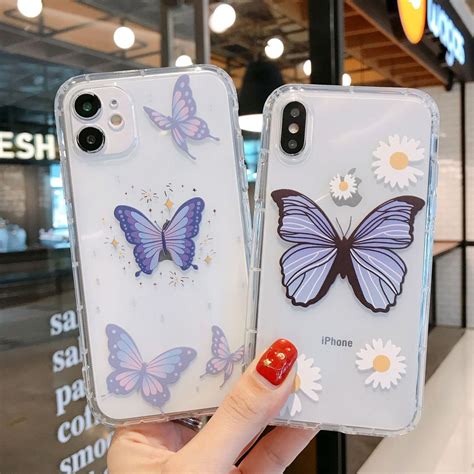 Hot Sale Blue Butterfly Aesthetic Transparent Phone Case For Iphone 11