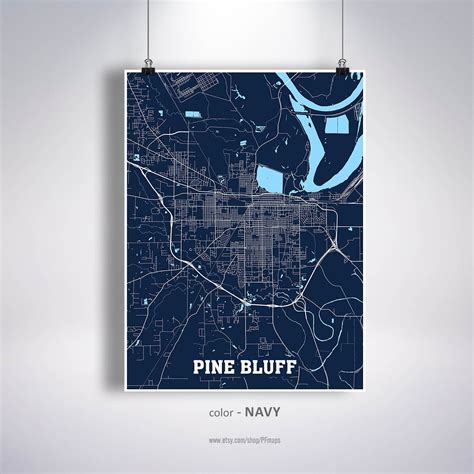 Pine Bluff Map Print Pine Bluff City Map Arkansas Ar Usa Map Etsy