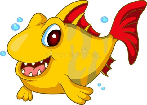 Cute Yellow Fish Cartoon Stock Illustration Illustration Of Colorful