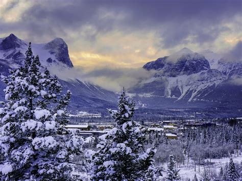 Scenery Seasons Canada Winter Mountains Sunrises And
