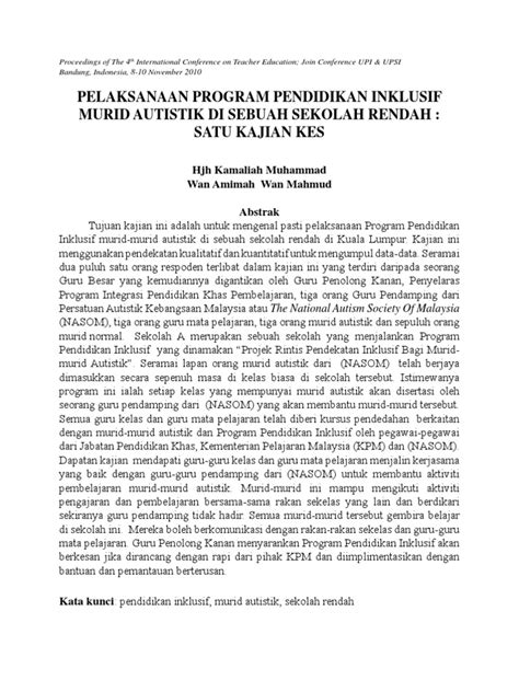 Banyak orang memandang pembelajaran matematika merupakan pembelajaran yang paling sukar. Pelaksanaan Program Pendidikan Inklusif Murid Autistik Di ...