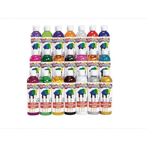 Colorations Liquid Watercolor Paints Set Of 21 8oz Bottles Non Toxic