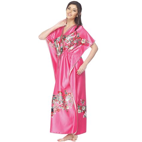 Buy Vixenwrap Pink Satin Printed Night Gowns And Nighty Online ₹1349