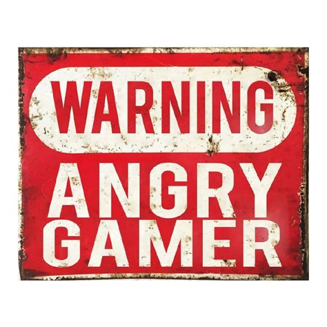 Caution Angry Gamer Metal Wall Sign