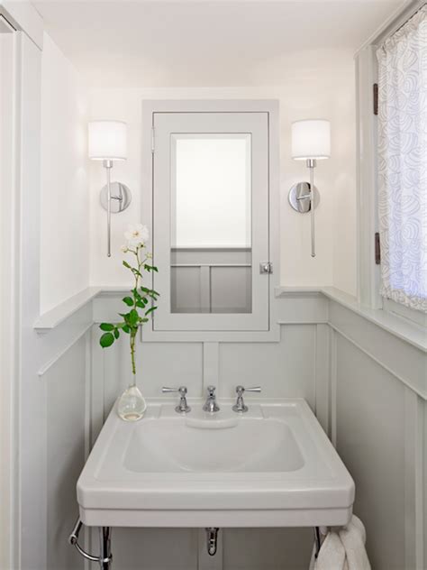 Disconnect the water supply to the sink and carefully remove the sink. Gray Wainscoting - Cottage - bathroom - Jessica Helgerson ...