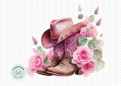 Cowgirl Hat Boots And Roses Clipart Png Sublimation Design Etsy Australia
