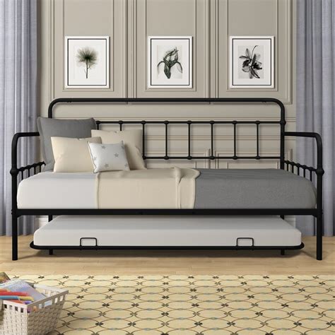 Red Barrel Studio Extra Long Twin Stainless Steel Daybed With Trundle