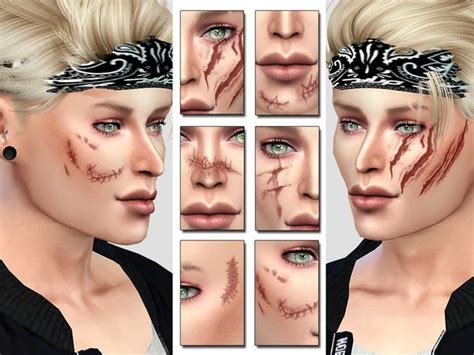 Msqsims Bad Face Scars Sims 4 Cas Sims Cc Facial Scars Joker Makeup