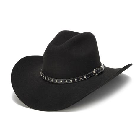 Stampede Hats 100x Wool Felt Black Cowboy Hat With Rhinestone Leather