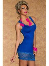 Wholesale Seduction Sexy Dress Lace Patchwork Slim Fitted Round Collar