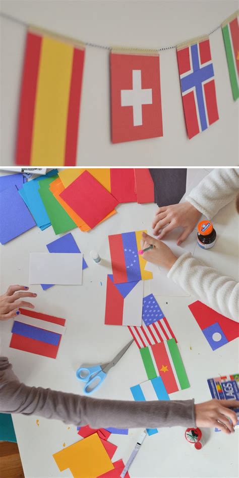 Make World Flag Garland Flag Crafts Multicultural Crafts Around