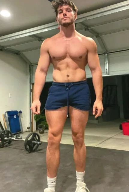 Shirtless Male Muscular Hunk Garage Gym Jock Work Out Man Dude Photo