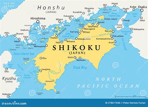 La Région De La Carte Politique De Shikoku Et La Plus Petite île