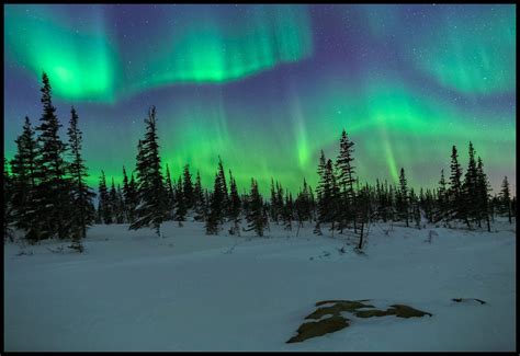 Aurora Borealis Over Rock Northern Lights Photography Northern