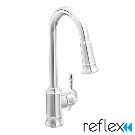 If necessary, remove the old faucet. Moen Woodmere Single Handle Single Hole Kitchen Faucet ...