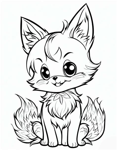 Premium Vector Cute Fox Coloring Page Line Art