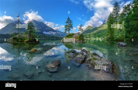 Amazing Sunny Summer Day On The Hintersee Lake In Austrian Alps Europe