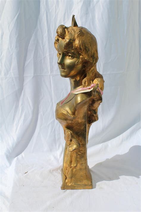 Antique Bust Ladies Face Gold By Van Der Straten Rare