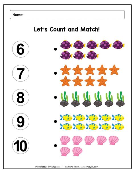 Number Matching Counting And Number Writing Worksheets Matching