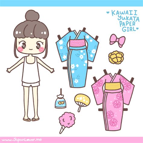 ॣ ͈ᴗ ͈ ॣ Kawaii Yukata Girl Paper Doll By Japanloverme Búp Bê Búp