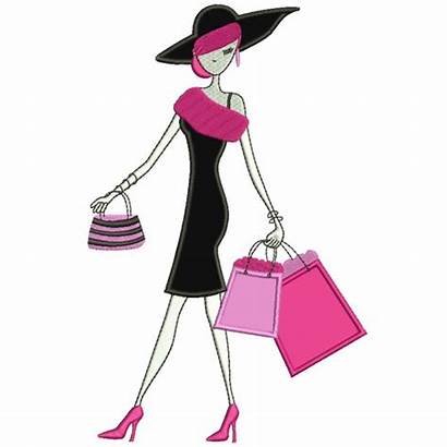 Shopping Lady Classy Bags Machine Embroidery Digitized