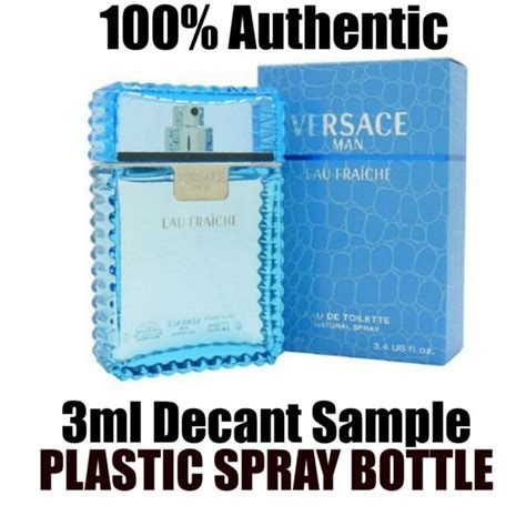 Mens 3ml Versace Eau Fraiche Sample Plastic Spray Bottle Trial Size