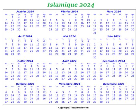 Imprimer Calendrier Musulman 2024 Gratuit Et Pdf