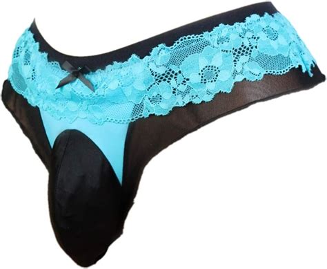 Amazon Com Sissy Pouch Panties Men S Lace Thong G String Bikini Briefs