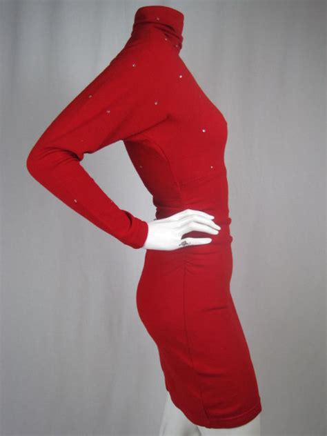 Emanuel Ungaro Red Dress With Rhinestone Accents For Sale At 1stdibs