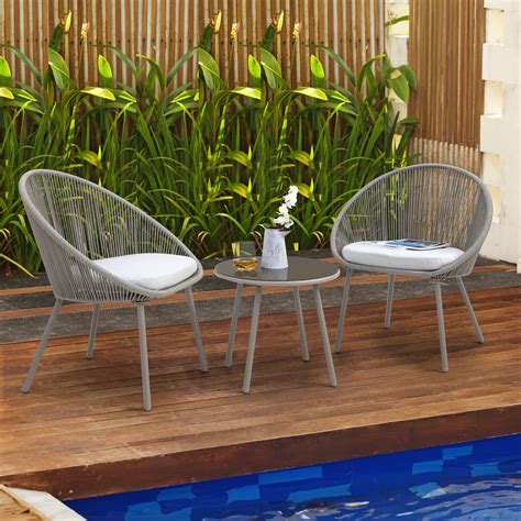 Nuu Garden 3 Piece Outdoor Acapulco All Weather Patio Conversation