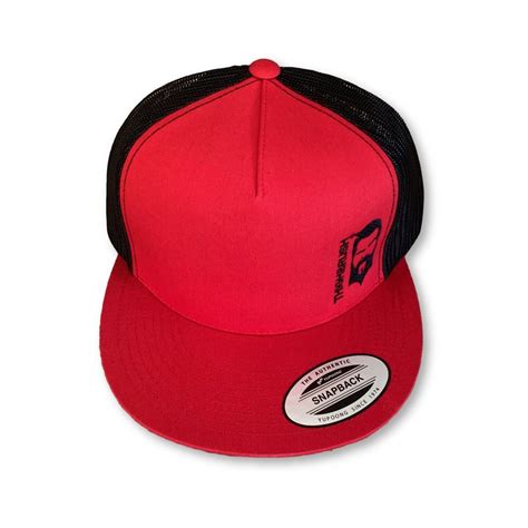 Thighbrush® Trucker Snapback Hat Red And Black Flat Bill Snapback Hats Black Flats