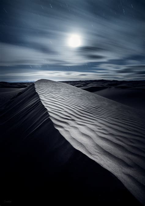 Moonlit Dune At The Little Sahara Sand Dunes In Utah Deserts