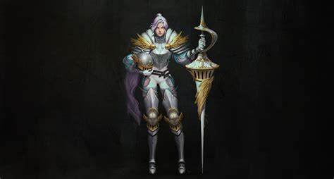 Wallpaper Spear Knight Helmet Warrior Female Fantasy