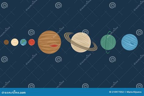 Planetas Del Sistema Solar En Orden Vector Plano Ilustración Del
