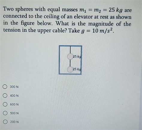 Solved Two Spheres With Equal Masses Mı M2 25 Kg Are