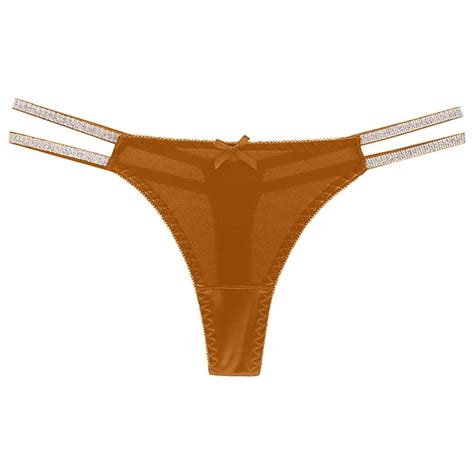 Brglopf Womans Satin Silk Thong Briefs Panties Shiny Low Waist Bikini Briefs G String T Back