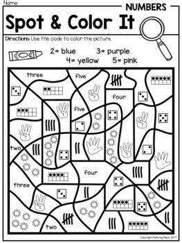 This collection of free number worksheets focuses on the numbers 1 through 10. Color by Code Number Sense - Color by Numbers for 1-10 by Polliwog Place
