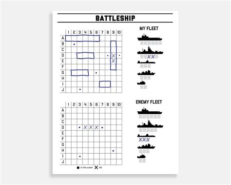 Printable Battleship Game Battleship Board Game Etsy Sweden