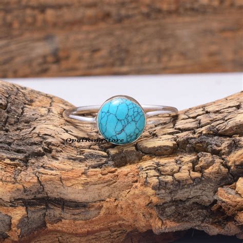 Blue Copper Turquoise Ring 925 Sterling Silver Ring Boho Etsy