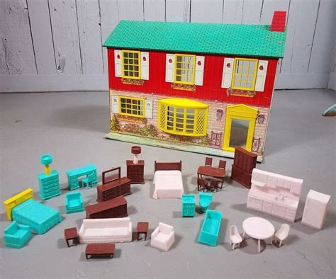 vintage wolverine tin litho dollhouse and 17 pieces furniture vintage toy ebay vintage toys