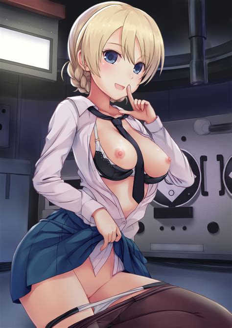 Rule 34 Bra Breasts Darjeeling Girls Und Panzer Ng Nipples Open Shirt Pantsu Panty Pull