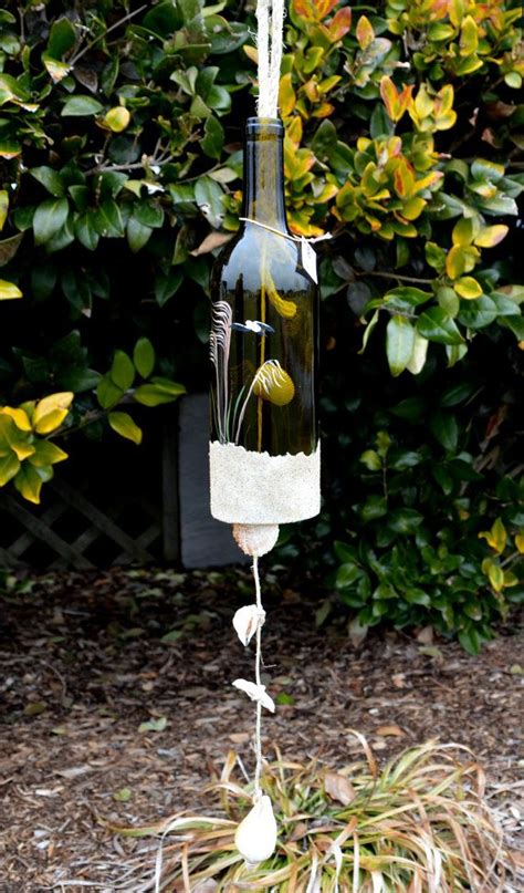 Recycled Wine Bottle Wind Chime Hand Painted By Jesnjerartdesign Dyi