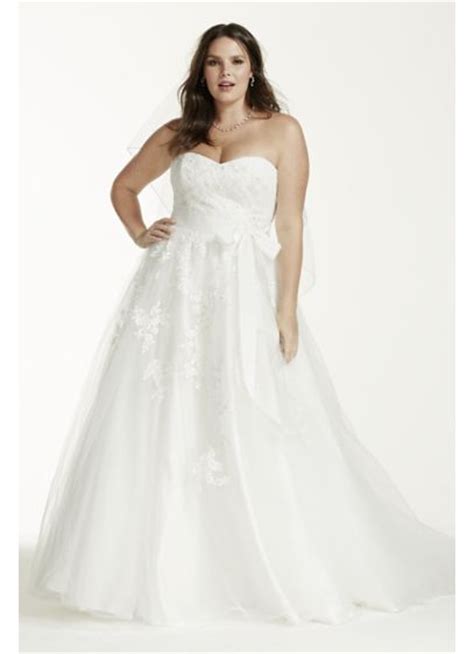 Strapless Tulle Plus Size Wedding Dress With Beads Davids Bridal