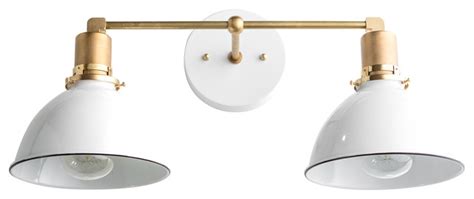 Since i'm all about symmetry, i'll definitely be there on the day the lights are added. Brass Industrial White Dome Shade Vanity Light - Farmhouse ...