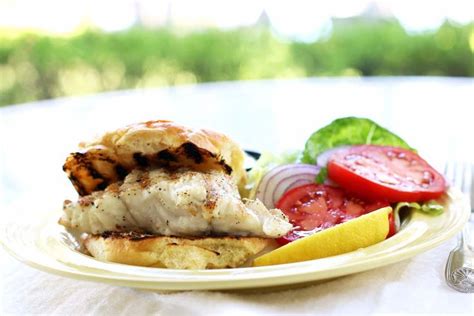Healthy Grilled Grouper Sandwich With A Tartar Sauce Via