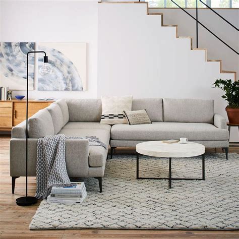 Westelm.com has been visited by 100k+ users in the past month Andes L-Shaped Sectional - Stone (Twill) | west elm Australia