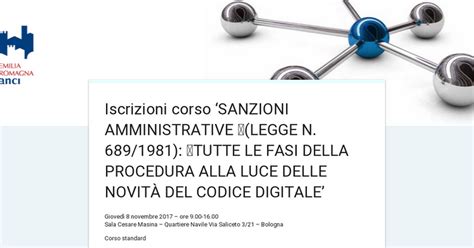 Iscrizioni Corso SANZIONI AMMINISTRATIVE LEGGE N 689 1981 TUTTE LE