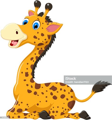 Cute Giraffe Cartoon Sitting Stock Illustration Download Image Now