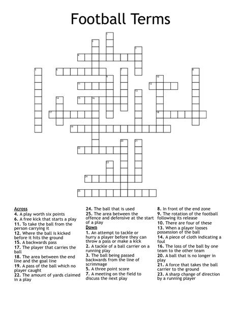 Printable Soccer Crossword Puzzle