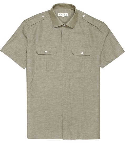 Lyst Reiss Amazon Short Sleeve Two Pocket Safari Shirt In Green For Men